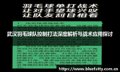 武汉羽毛球队控制打法深度解析与战术应用探讨